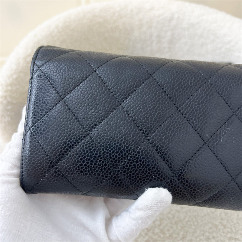 Chanel Classic Long Wallet in Black Caviar GHW