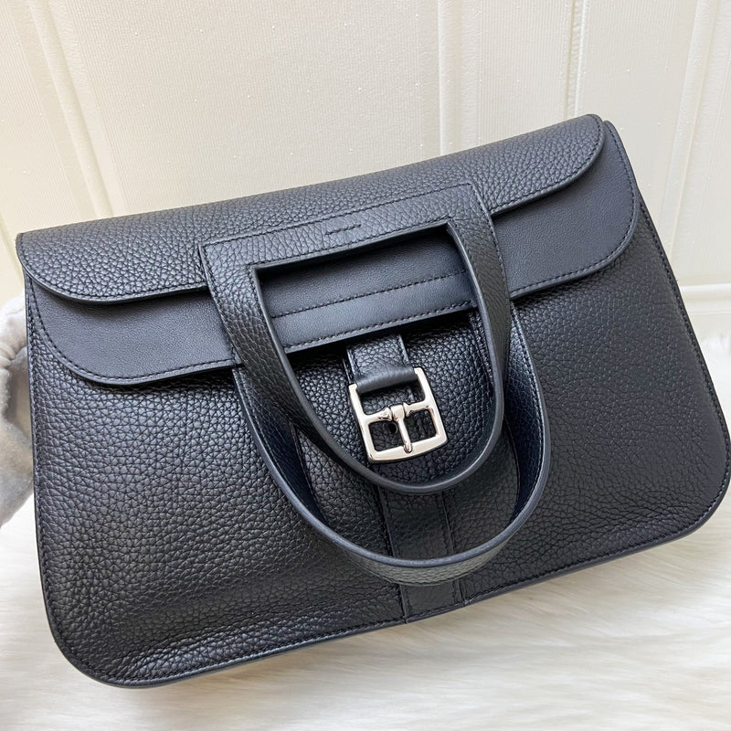 Hermes Halzan 31 in Noir Black Taurillon Clemence and PHW