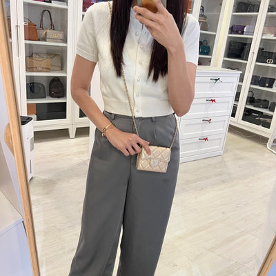 Chanel 21P Card Holder / Clutch on Chain in Metallic Gold Lambskin and LGHW (Model: AP0238)