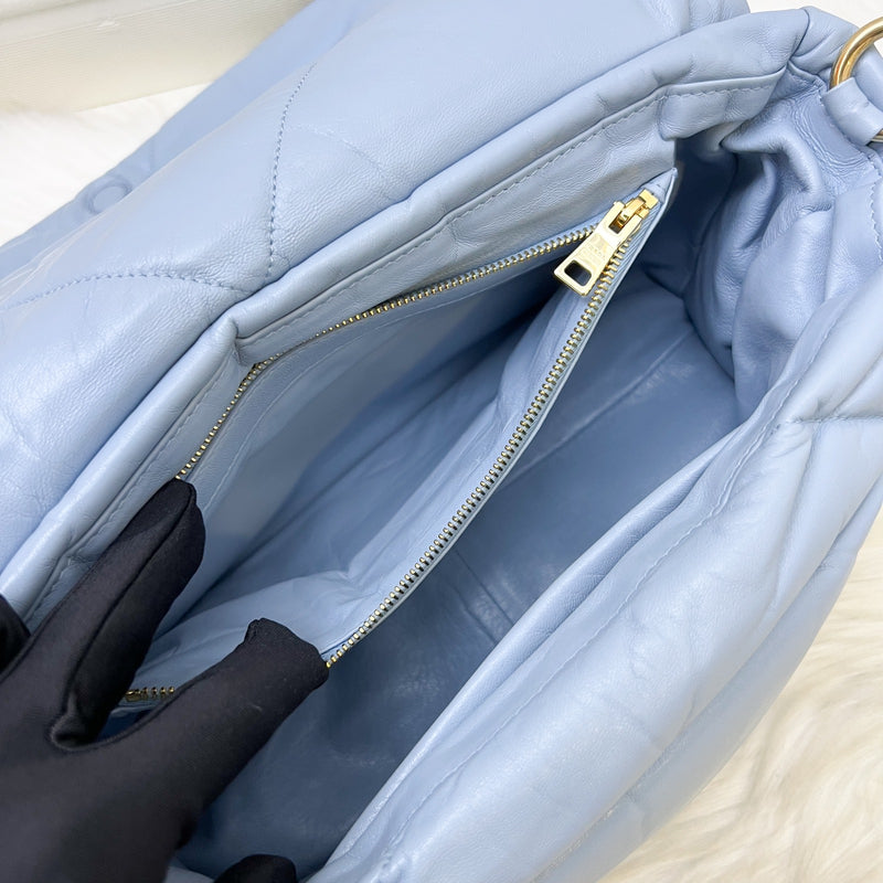 Prada Puffer Bag in Celeste Blue Nappa Lambskin and GHW