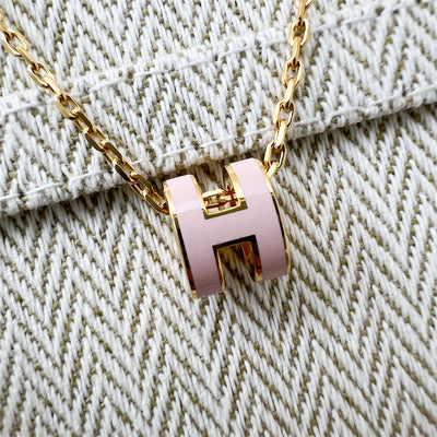 Hermes Mini Pop H Pendant in Rose Dragee Enamel and GHW