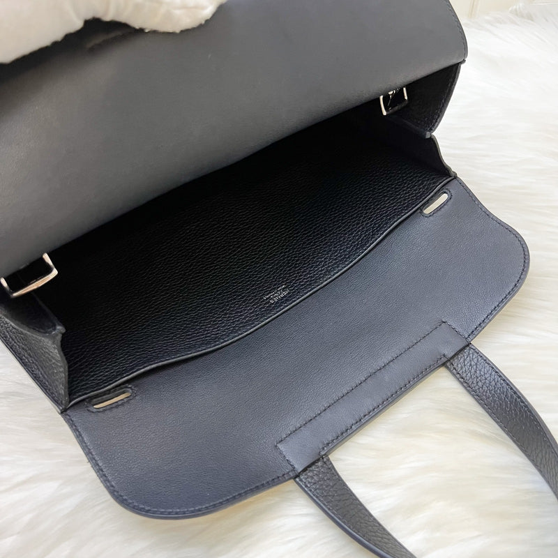 Hermes Halzan 31 in Noir Black Taurillon Clemence and PHW