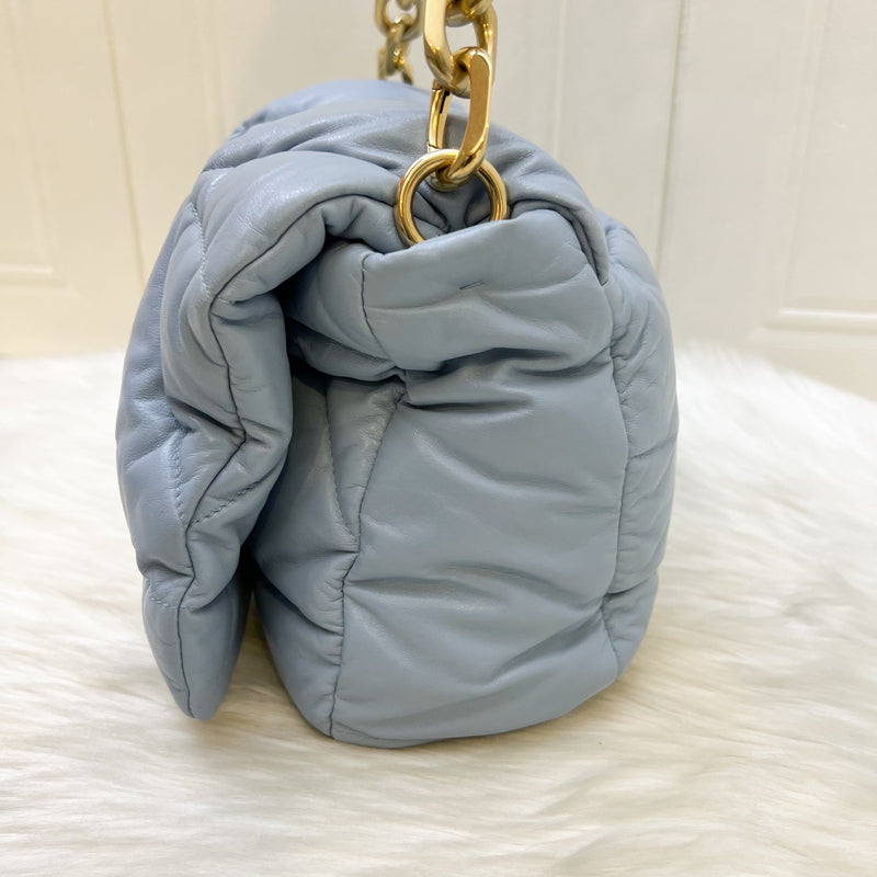 Prada Puffer Bag in Celeste Blue Nappa Lambskin and GHW