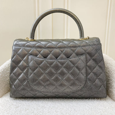 Chanel Medium 29cm Coco handle Flap in Iridescent Grey Caviar AGHW