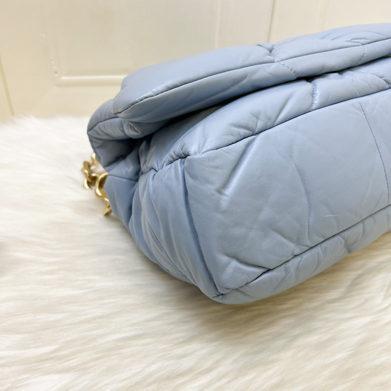 Prada Puffer Bag in Celeste Blue Nappa Lambskin and GHW