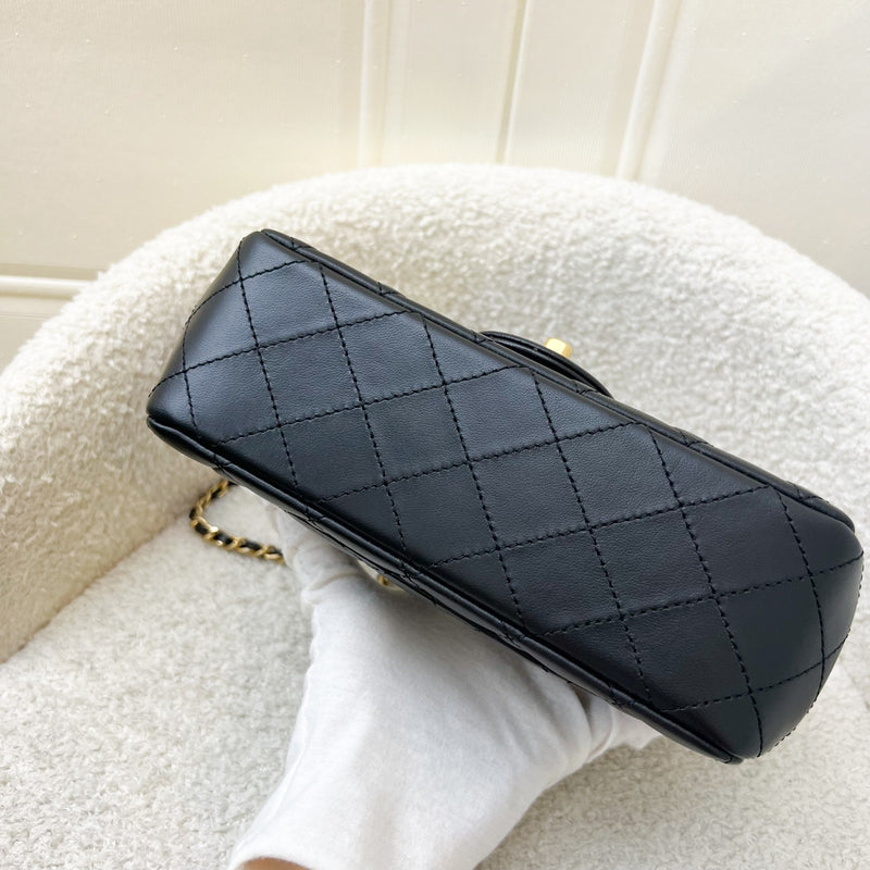 Chanel Pearl Crush Mini Rectangular Flap in Black Lambskin and AGHW (Model: AS1787)