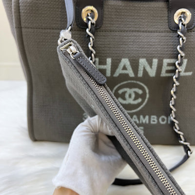 Chanel Large Deauville Tote in 22A Dark Grey Fabric SHW