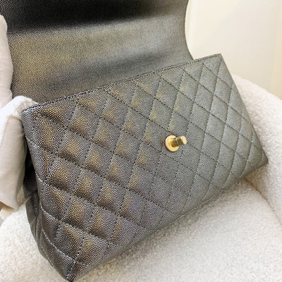 Chanel Medium 29cm Coco handle Flap in Iridescent Grey Caviar AGHW