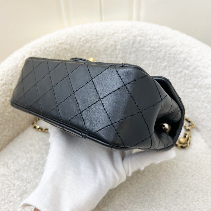 Chanel Pearl Crush Mini Rectangular Flap in Black Lambskin and AGHW (Model: AS1787)