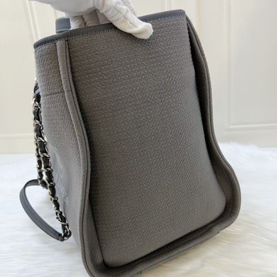 Chanel Large Deauville Tote in 22A Dark Grey Fabric SHW