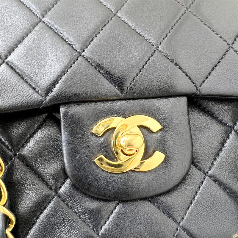 Chanel Vintage Medium Classic Flap CF in Black Lambskin 24K Plated GHW