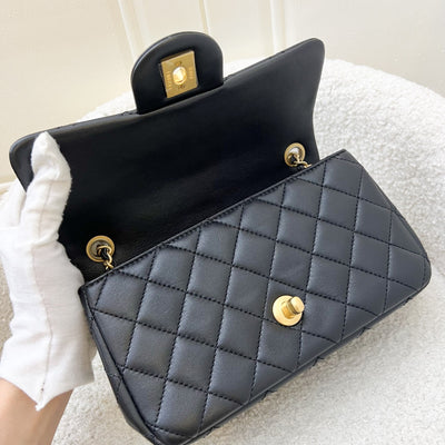 Chanel Pearl Crush Mini Rectangular Flap in Black Lambskin and AGHW (Model: AS1787)