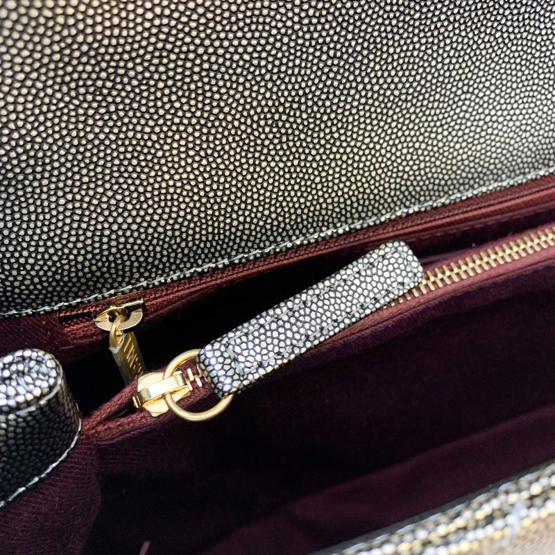 Chanel Medium 29cm Coco handle Flap in Iridescent Grey Caviar AGHW