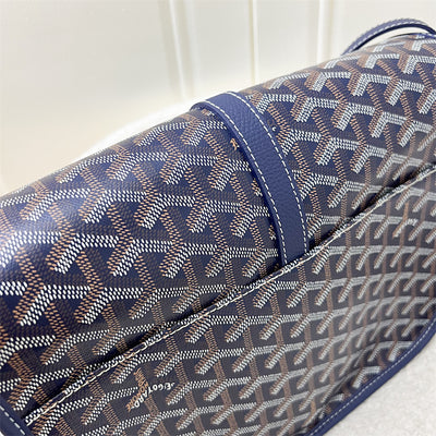 Goyard Belvedere MM in Navy Blue Signature Canvas and SHW