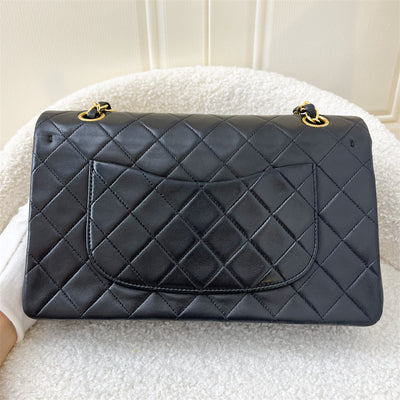 Chanel Vintage Medium Classic Flap CF in Black Lambskin 24K Plated GHW