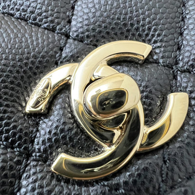 Chanel Small (24cm) Coco Handle Flap in Black Caviar and LGHW (Model: A92990)