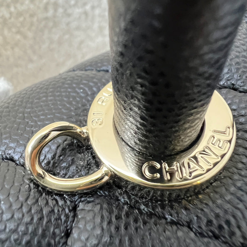 Chanel Small (24cm) Coco Handle Flap in Black Caviar and LGHW (Model: A92990)