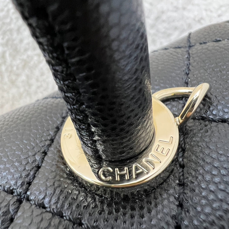 Chanel Small (24cm) Coco Handle Flap in Black Caviar and LGHW (Model: A92990)