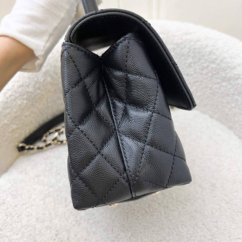 Chanel Small (24cm) Coco Handle Flap in Black Caviar and LGHW (Model: A92990)