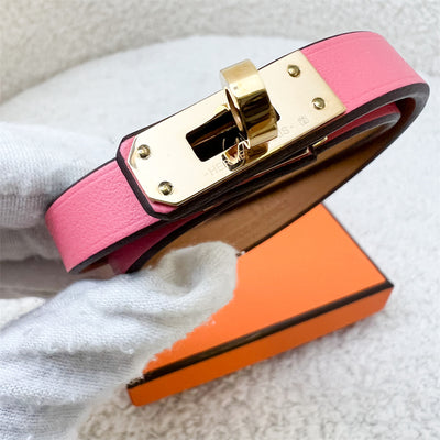 Hermes Mini Kelly Double Tour Bracelet in Rose Azalee Swift Leather