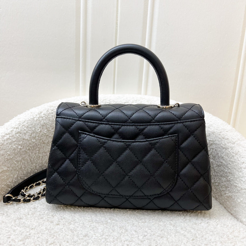 Chanel Small (24cm) Coco Handle Flap in Black Caviar and LGHW (Model: A92990)