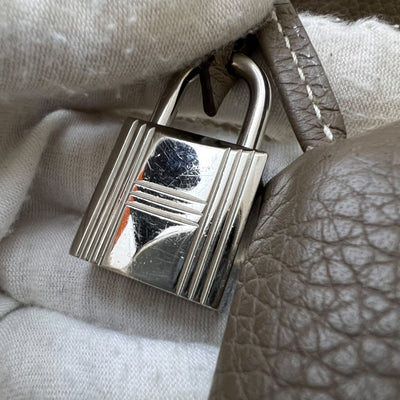 Hermes Victoria II 35 Shoulder Bag in Etoupe Clemence Leather and PHW