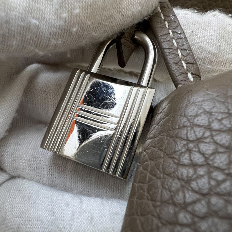 Hermes Victoria II 35 Shoulder Bag in Etoupe Clemence Leather and PHW