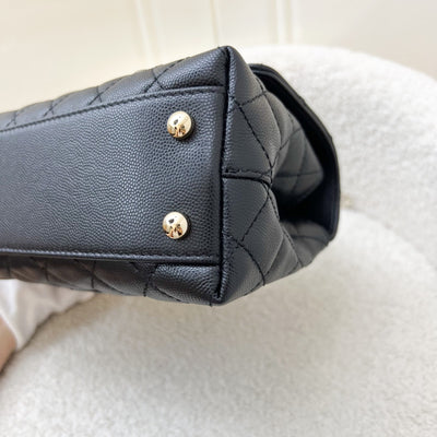 Chanel Small (24cm) Coco Handle Flap in Black Caviar and LGHW (Model: A92990)