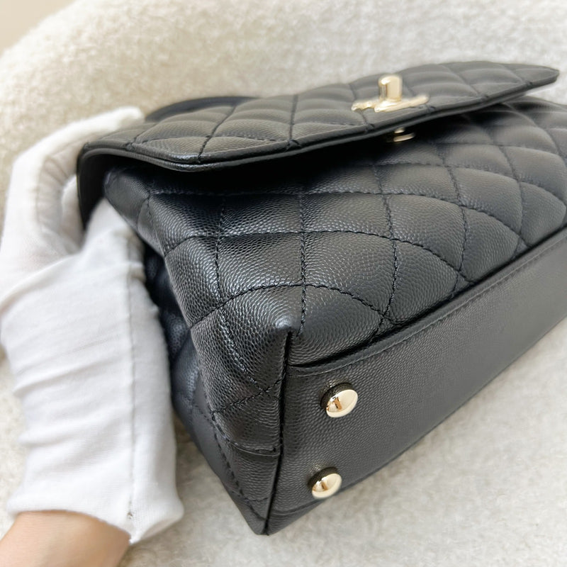 Chanel Small (24cm) Coco Handle Flap in Black Caviar and LGHW (Model: A92990)