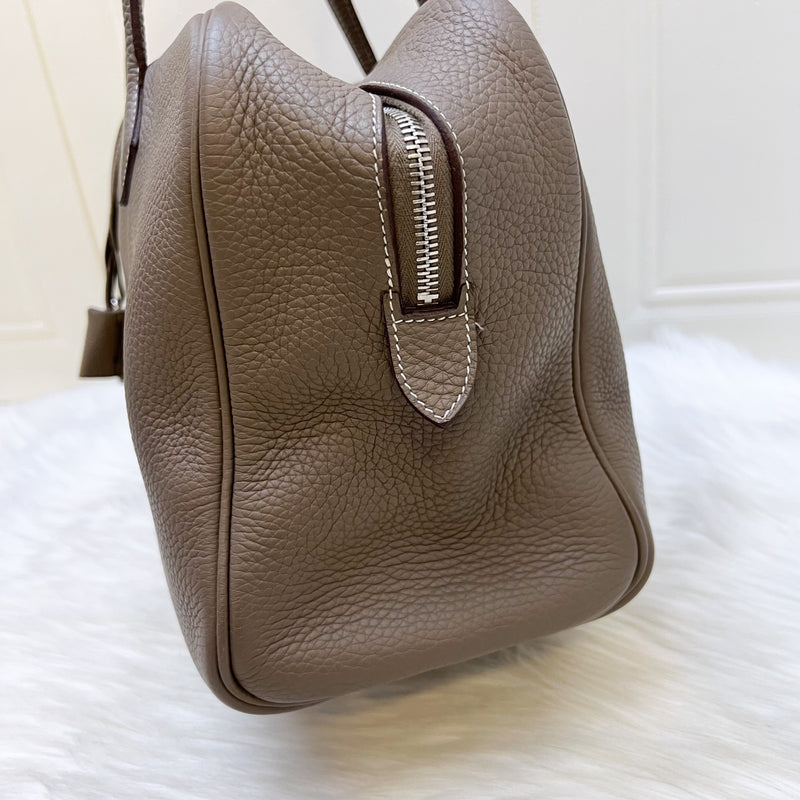 Hermes Victoria II 35 Shoulder Bag in Etoupe Clemence Leather and PHW