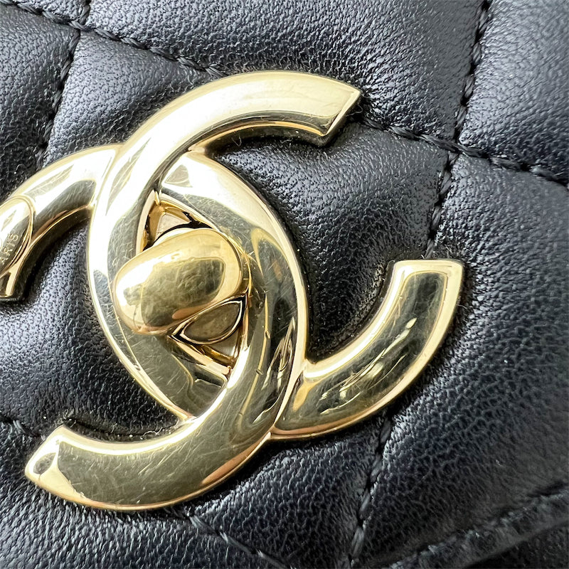 Chanel Top Handle Small Trendy CC Flap in Black Lambskin and LGHW