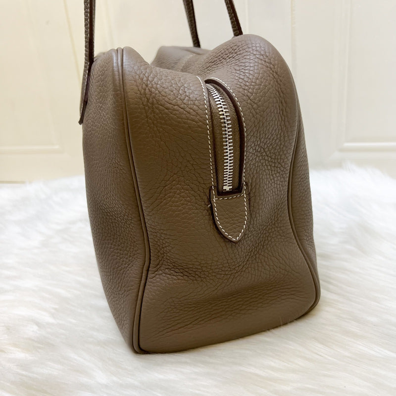 Hermes Victoria II 35 Shoulder Bag in Etoupe Clemence Leather and PHW