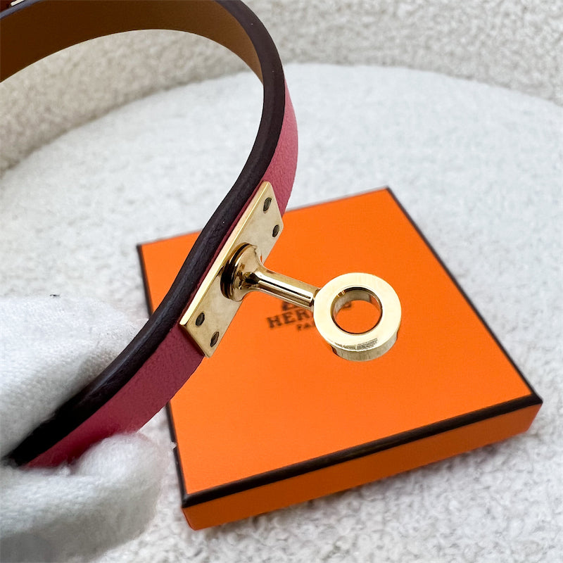 Hermes Mini Kelly Double Tour Bracelet in Rose Azalee Swift Leather