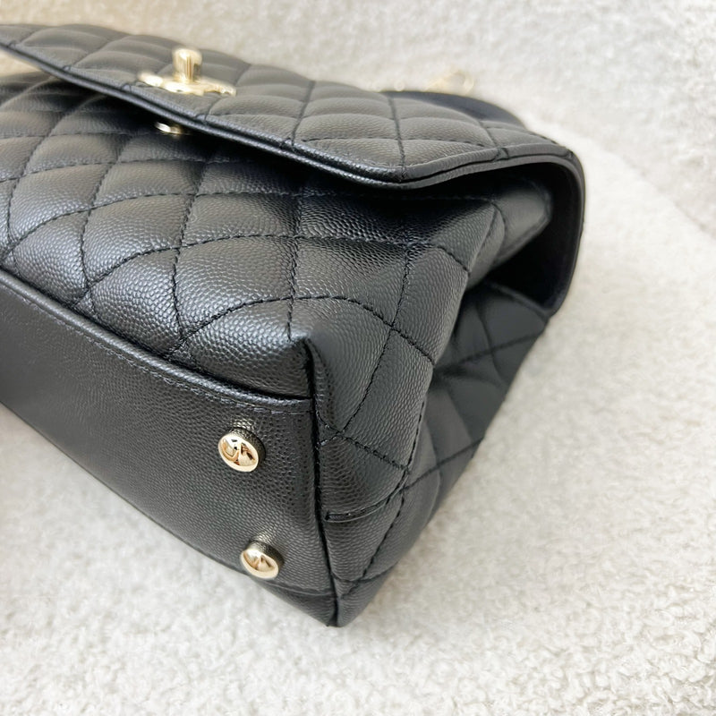 Chanel Small (24cm) Coco Handle Flap in Black Caviar and LGHW (Model: A92990)