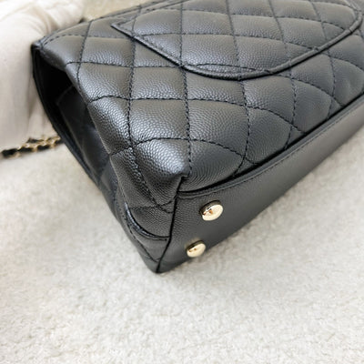 Chanel Small (24cm) Coco Handle Flap in Black Caviar and LGHW (Model: A92990)