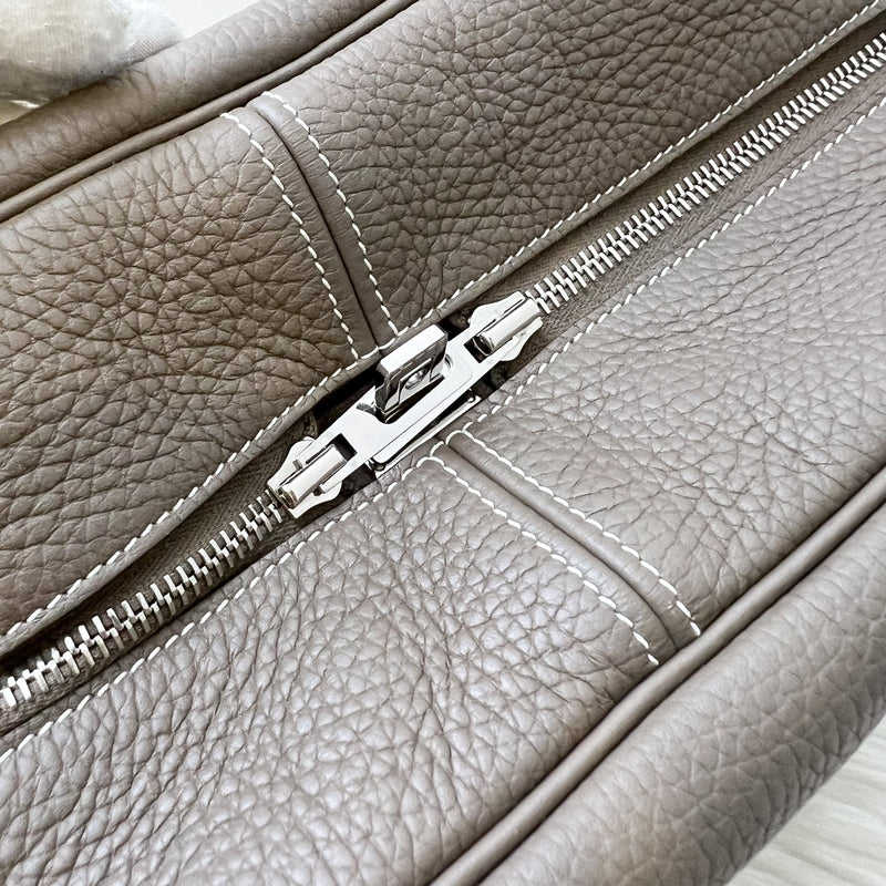 Hermes Victoria II 35 Shoulder Bag in Etoupe Clemence Leather and PHW