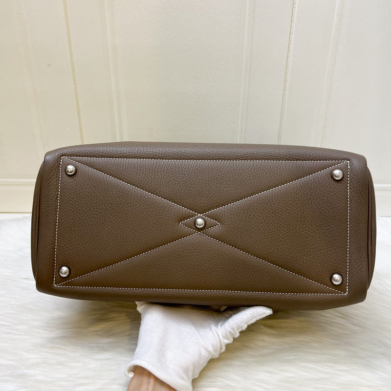 Hermes Victoria II 35 Shoulder Bag in Etoupe Clemence Leather and PHW