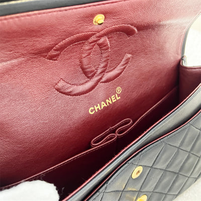 Chanel Vintage Medium Classic Flap CF in Black Lambskin 24K Plated GHW