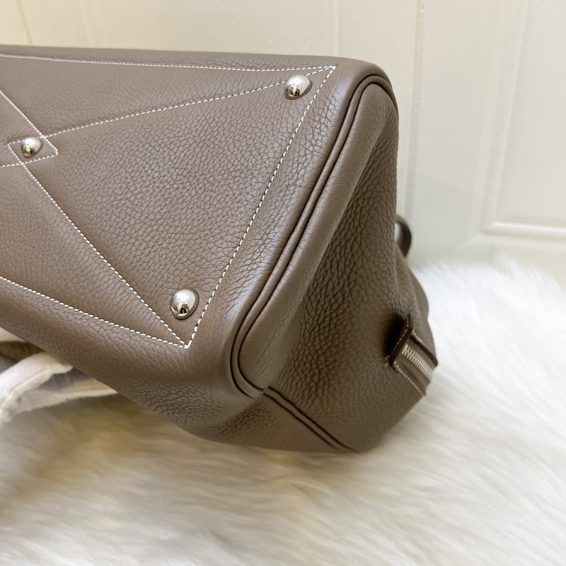 Hermes Victoria II 35 Shoulder Bag in Etoupe Clemence Leather and PHW