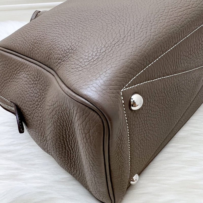 Hermes Victoria II 35 Shoulder Bag in Etoupe Clemence Leather and PHW