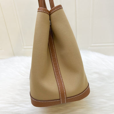 Hermes Garden Party 30 in Trench Toile Officier Canvas, Gold Negonda Leather and PHW
