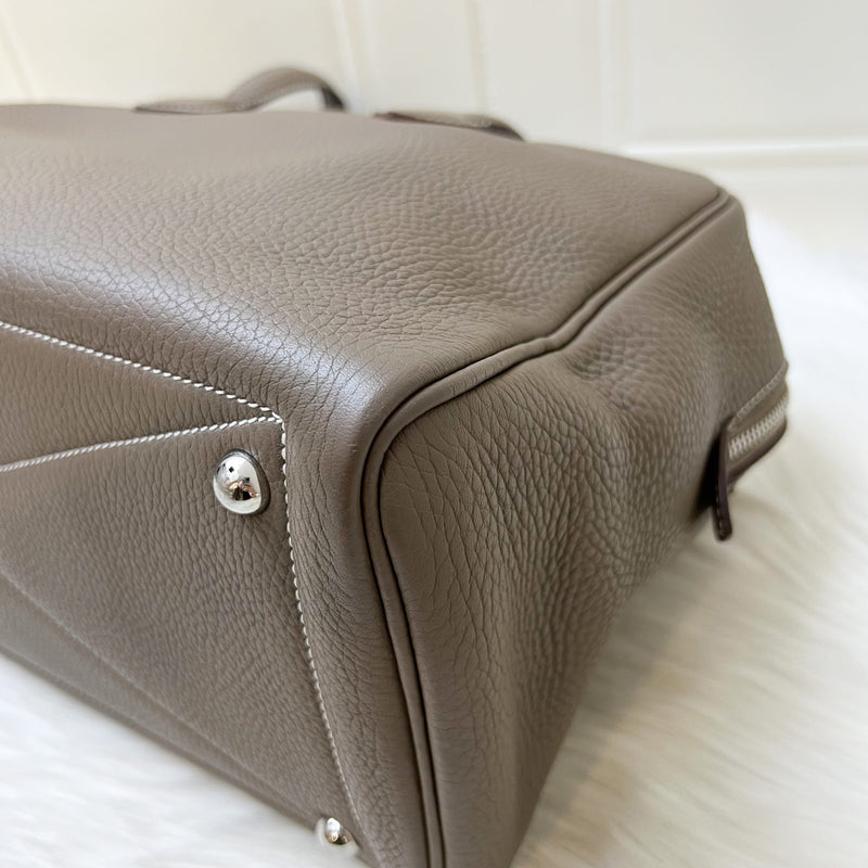 Hermes Victoria II 35 Shoulder Bag in Etoupe Clemence Leather and PHW
