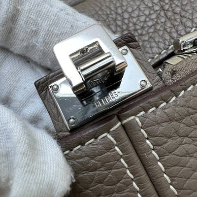 Hermes Victoria II 35 Shoulder Bag in Etoupe Clemence Leather and PHW