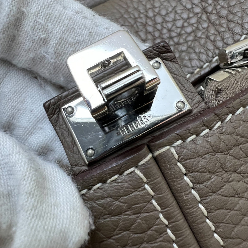 Hermes Victoria II 35 Shoulder Bag in Etoupe Clemence Leather and PHW