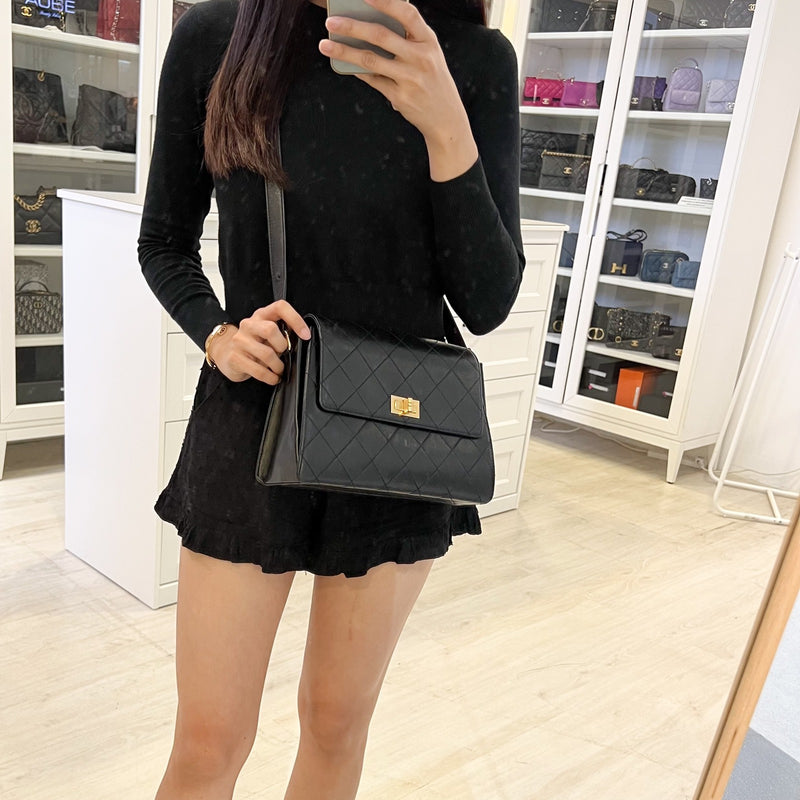 Chanel Vintage 2.55 Reissue Trapezoid in Black Lambskin and GHW