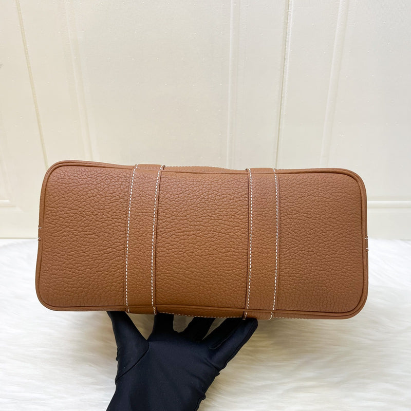 Hermes Garden Party 30 in Trench Toile Officier Canvas, Gold Negonda Leather and PHW