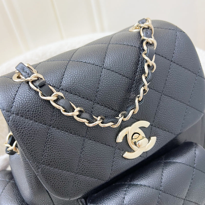 Chanel 23K Triple Pocket Duma Backpack in Black Caviar and LGHW (Model: AS4399)