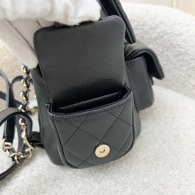 Chanel 23K Triple Pocket Duma Backpack in Black Caviar and LGHW (Model: AS4399)