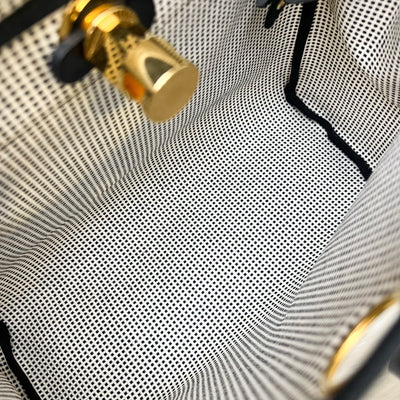 Hermes Herbag Zip 31 in Ecru-Blanc-Noir Toile Quadrille Viking Canvas, Noir Vache Hunter Leather and GHW