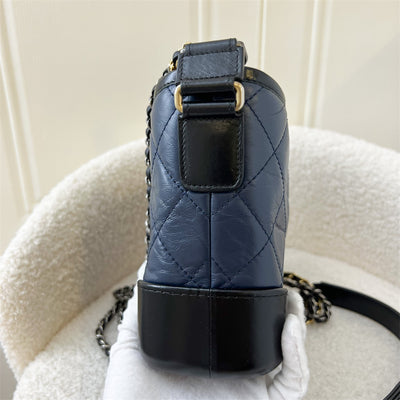 Chanel Small Gabrielle Hobo in Navy Distressed Calfskin, Black Base and 3-tone HW